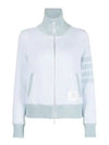 Women's 4-Bar Funnel-Neck Zip-Up Jacket Blue - THOM BROWNE - BALAAN 2