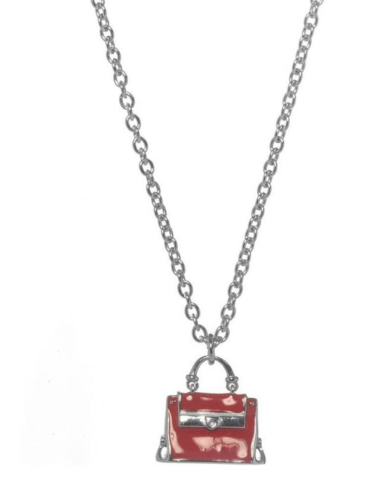 Charms sterling silver and enamel red Sophia bag pendant necklace - SALVATORE FERRAGAMO - BALAAN 1