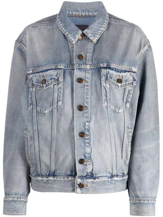 Oversized Fit Denim Jacket Sky Blue - SAINT LAURENT - BALAAN 2