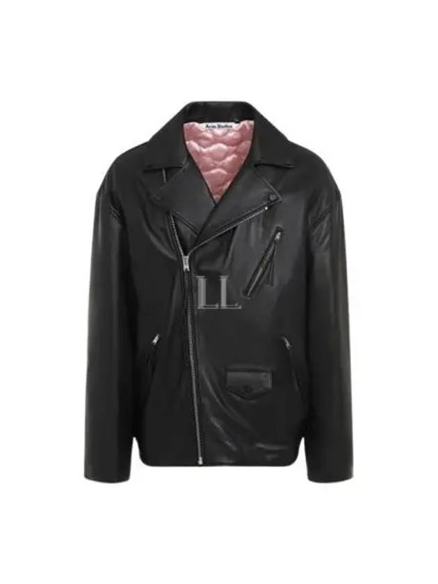 Leather Zip-Up Biker Jacket Black - ACNE STUDIOS - BALAAN 2