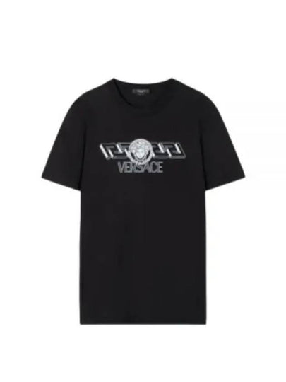 Men's La Greca Logo Short Sleeve T-Shirt Black - VERSACE - BALAAN 2