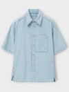 Men's Flower Cotton Short Sleeve Shirt Blue - WOOYOUNGMI - BALAAN 3