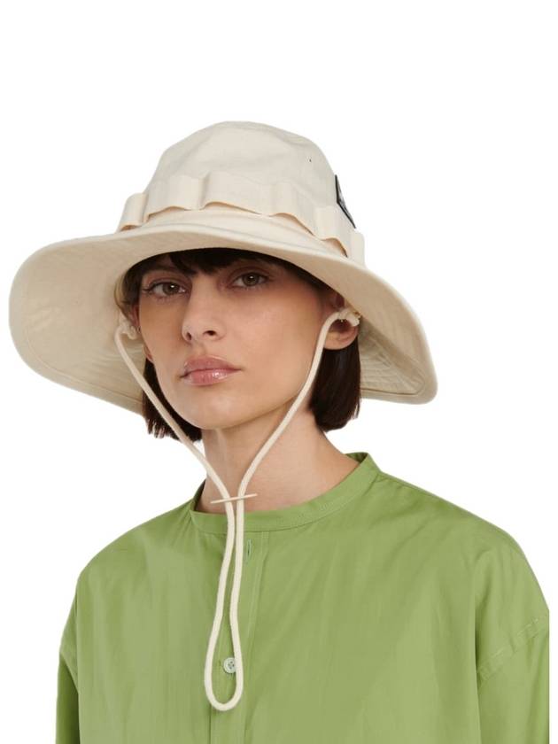 Wide Brim Cotton Bucket Hat Ivory - JIL SANDER - BALAAN 5