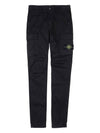 Stretch Cotton Gabardine Garment Dyed Cargo Straight Pants Black - STONE ISLAND - BALAAN 11