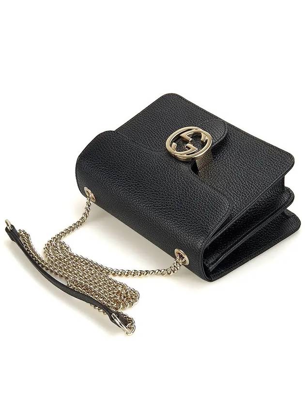 Interlocking GG Chain Small Cross Bag Black - GUCCI - BALAAN 4