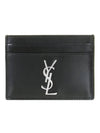 Monogram Card Case in Smooth Leather Black - SAINT LAURENT - BALAAN 2