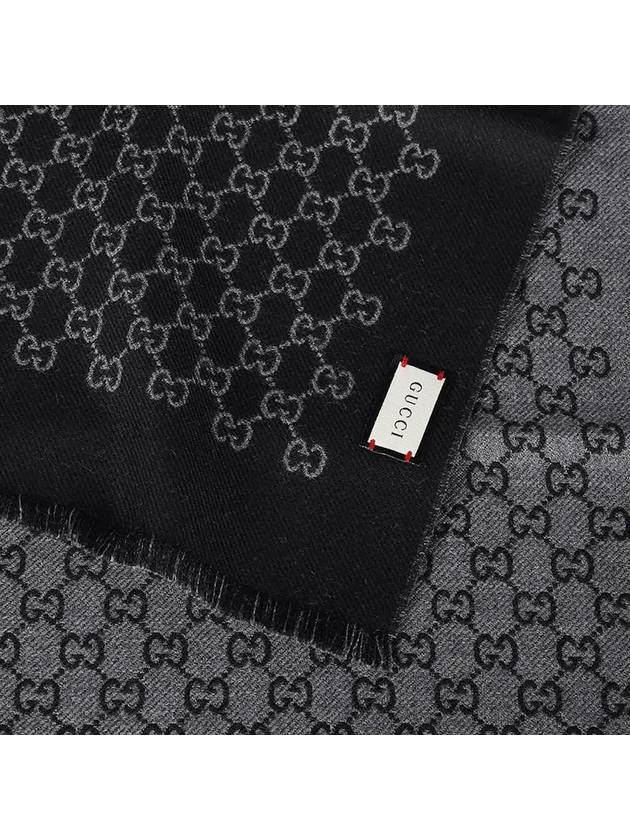 GG Jacquard Reversible Wool Muffler Grey Black - GUCCI - BALAAN 5