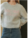 Women's Balmi Logo Round Neck Hair Knit Light Gray - MICANE - BALAAN 5