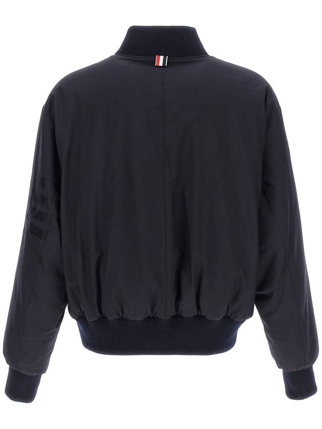 4 Bar Oversized Down Bomber Jacket Navy - THOM BROWNE - BALAAN 3