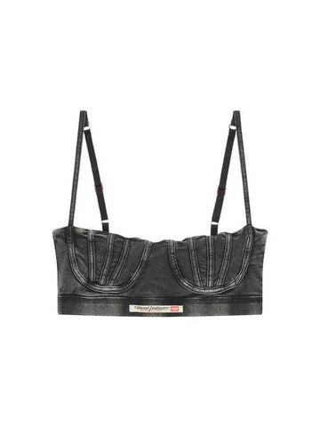 Women's Washed Logo Label Bra Black 271507 - DIESEL - BALAAN 1