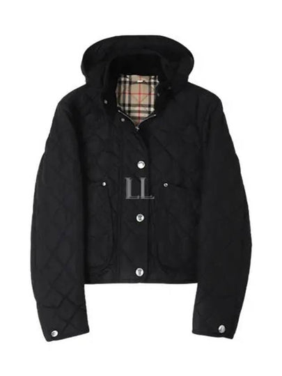 Diamond Quilted Crop Hoodie Jacket Black - BURBERRY - BALAAN 2