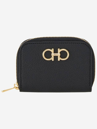 Women's Gancini Logo Zipper Card Wallet Black - SALVATORE FERRAGAMO - BALAAN 2