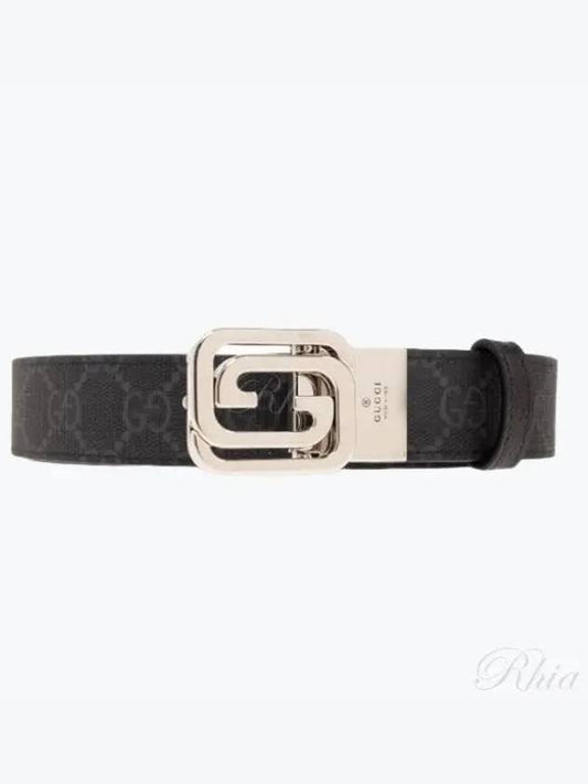 Squared Interlocking G Reversible Leather Belt Black - GUCCI - BALAAN 2