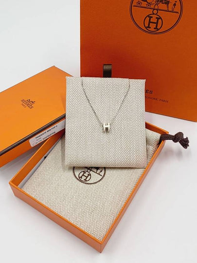 Mini Pop H Pendant Necklace Palladium Blanc - HERMES - BALAAN 2