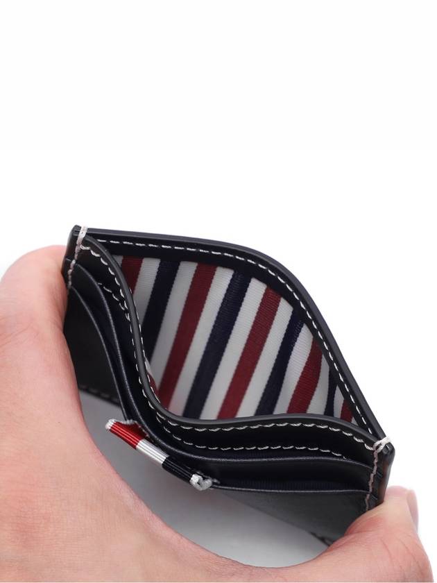 Stitched Vacchetta Card Wallet Navy - THOM BROWNE - BALAAN 7