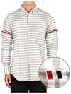 Men's Check Oxford Long Sleeve Shirt Grey - THOM BROWNE - BALAAN 2