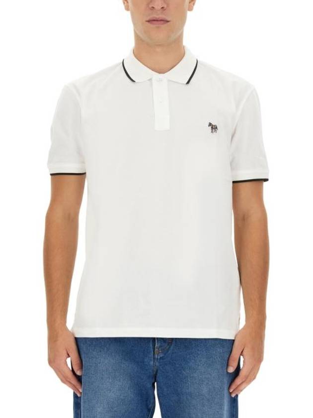 Zebra Patch Regular Fit Short Sleeve Polo Shirt White - PAUL SMITH - BALAAN 4