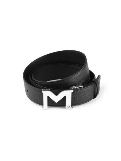 M Buckle Reversible Leather Belt Black - MONTBLANC - BALAAN 2