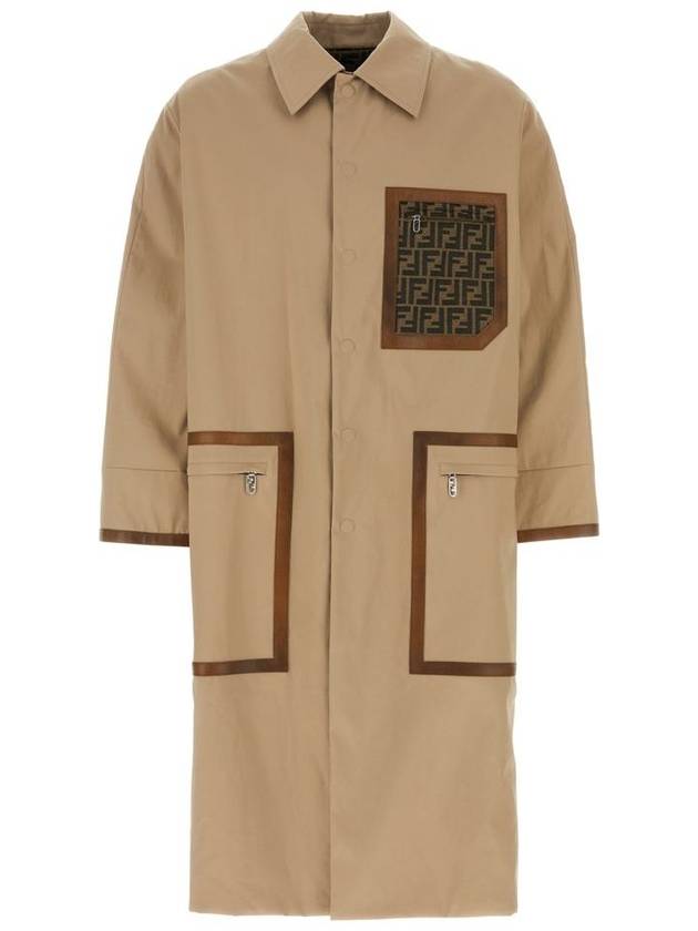 FF Logo Jacquard Reversible Trench Coat Beige - FENDI - BALAAN 2