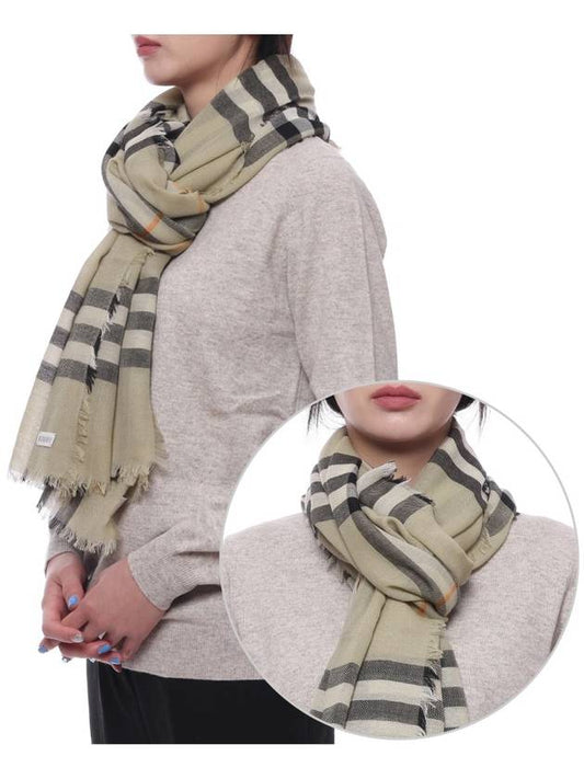 Checked Wool Scarf Green - BURBERRY - BALAAN 2