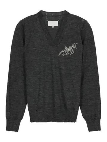 V neck knit dark gray - MAISON MARGIELA - BALAAN 1