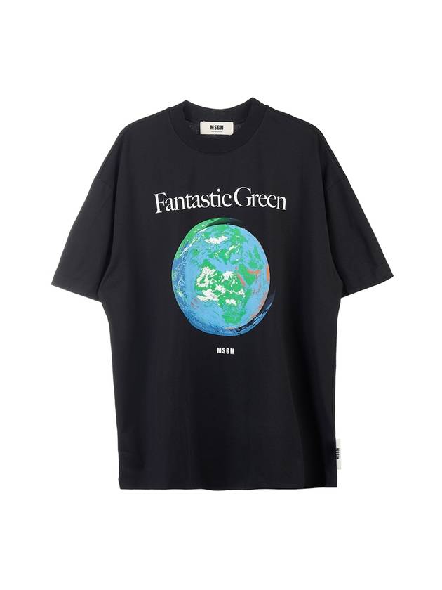 Fantastic Green Sustainable Cotton Short Sleeve T-Shirt Black - MSGM - BALAAN 2