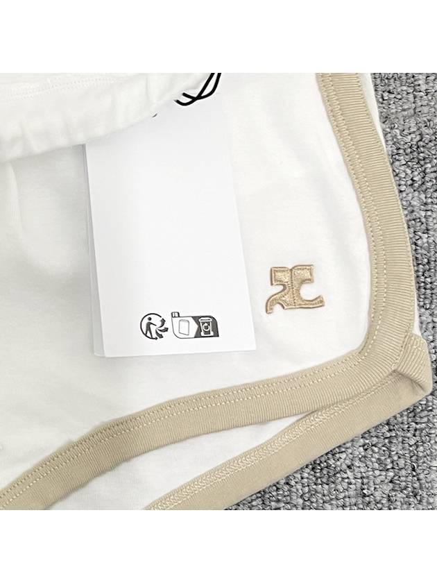 Logo Contrast Mini Shorts Shorts White Oatmeal 124JSH037JS0070 B086 - COURREGES - BALAAN 4