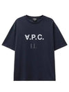 Logo Print Crew Neck Short Sleeve T-Shirt Navy - A.P.C. - BALAAN 2