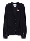 Men's Jersey Stitch V-Neck Cardigan Navy - THOM BROWNE - BALAAN 2