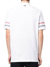 Men's RWB Stripe Cotton Polo Shirt White - THOM BROWNE - BALAAN 4