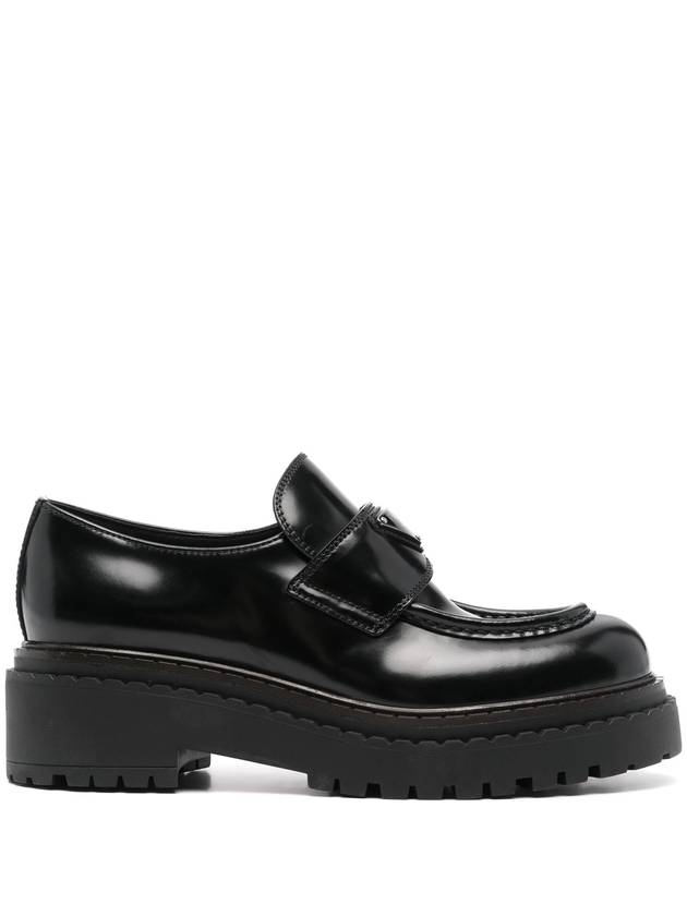 Triangle Logo Leather Loafers Black - PRADA - BALAAN 2