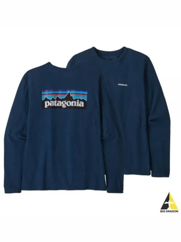 P 6 Logo Respancer Balata Long Sleeve T-Shirt Blue - PATAGONIA - BALAAN 2