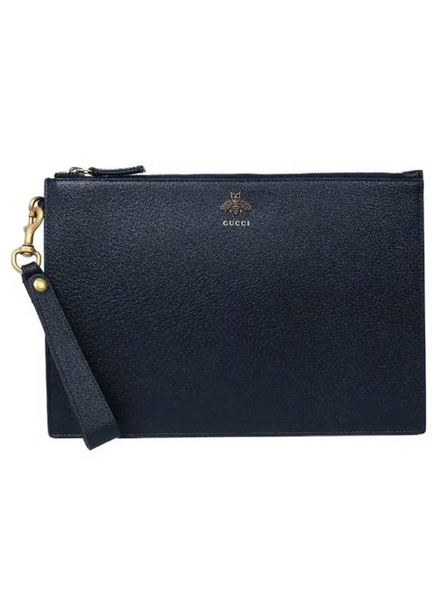 Animal Leather Clutch Bag Black - GUCCI - BALAAN 1
