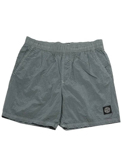 Men's Crinkle Swim Shorts Grey - STONE ISLAND - BALAAN 2