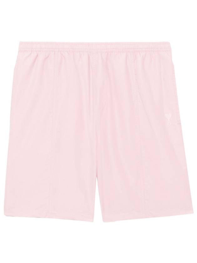 Pocket Heart Logo Swim Shorts Pale Pink - AMI - BALAAN 2