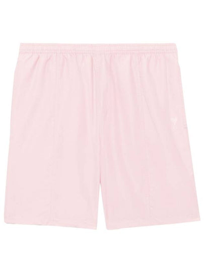 Pocket Heart Logo Swim Shorts Pale Pink - AMI - BALAAN 2