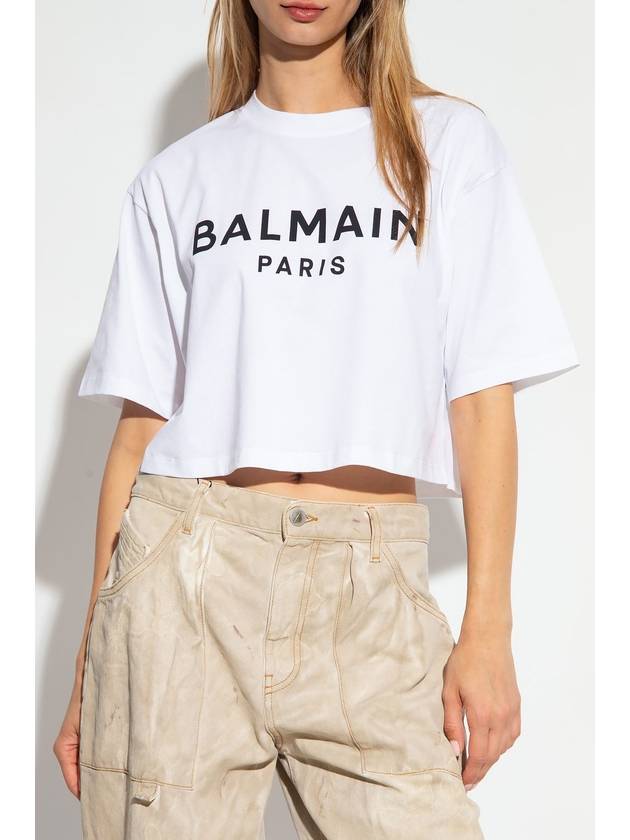 Short Sleeve T-Shirt BF1EE020BB02 GAB BLANC NOIR - BALMAIN - BALAAN 4