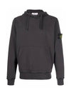 Wappen Patch Brushed Cotton Fleece Hoodie Charcoal - STONE ISLAND - BALAAN 3