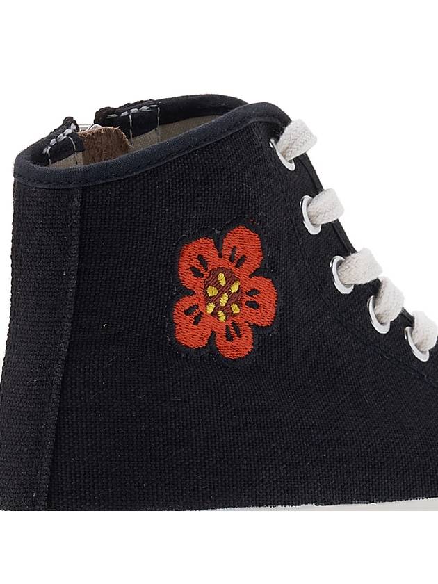 School Bokeh Flower Embroidered Cotton High Top Sneakers Black - KENZO - BALAAN 11