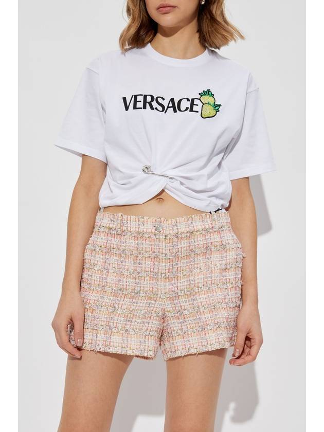 Versace T-shirt With Appliqué And Draping, Women's, White - VERSACE - BALAAN 3