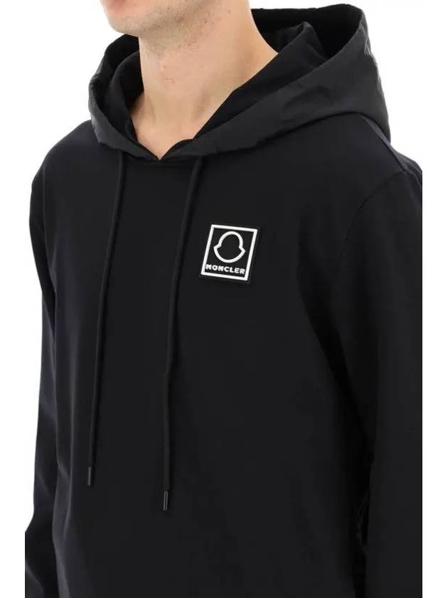 Men s Square Logo Running Hooded Sweatshirt Black 8D00008 899IK 999 - MONCLER - BALAAN 4