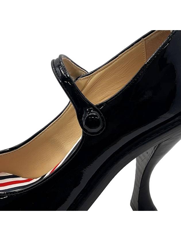 Cross Strap Mary Jane Patent Pumps Heel Black - THOM BROWNE - BALAAN 8