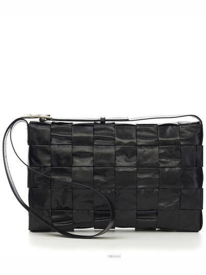 Maxi Intrecciato Leather Cross Bag Black - BOTTEGA VENETA - BALAAN 2