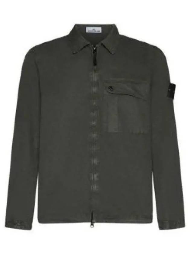 Old Treatment Garment Dyed Overshirt Jacket Dark Green - STONE ISLAND - BALAAN 2