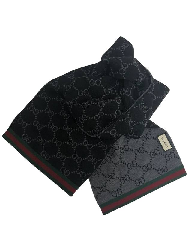 GG Two-Tone Wool Scarf Black - GUCCI - BALAAN 4