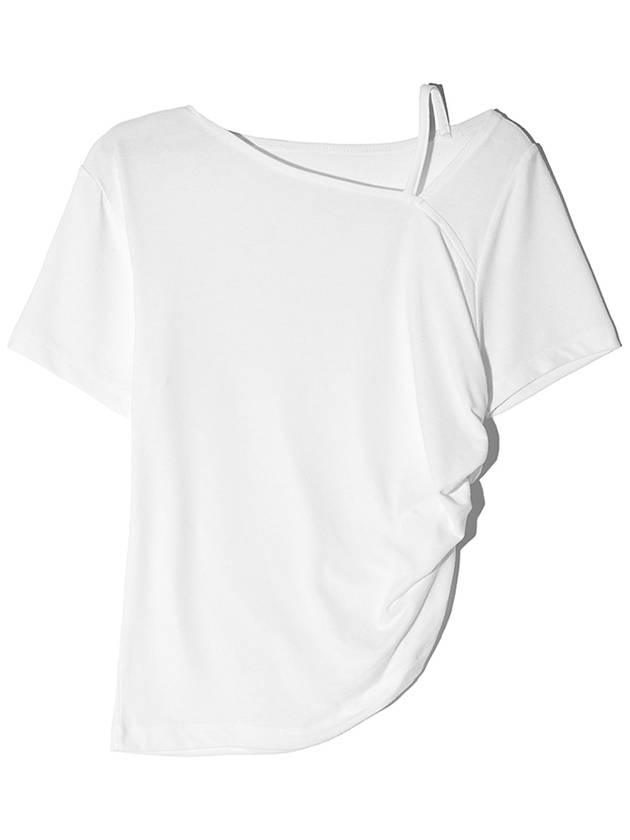 Unbalanced Strap Balloon Half Short Sleeve T-shirt White - LESEIZIEME - BALAAN 7