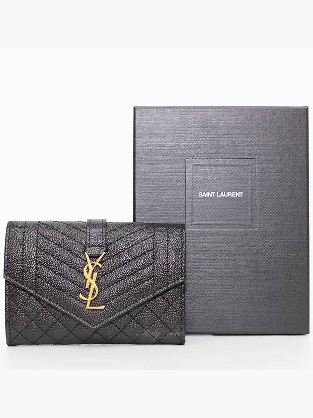 Matelasse Monogram Envelope Small Half Wallet Black - SAINT LAURENT - BALAAN 2