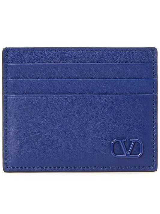 V logo signature card wallet blue - VALENTINO - BALAAN.
