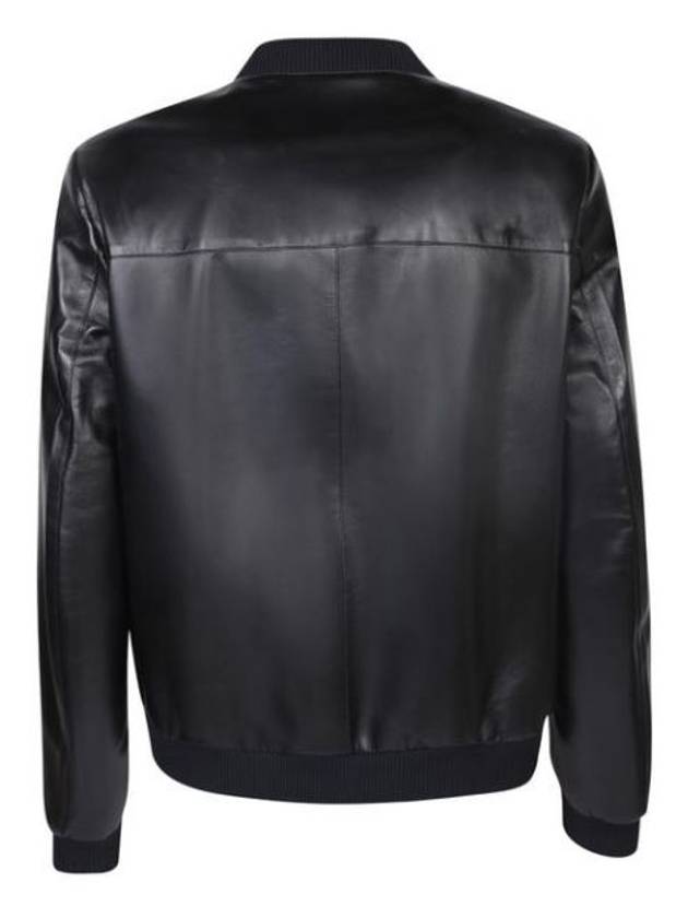 Reversible Nappa Leather Nylon Bomber Jacket Black - PRADA - BALAAN 3