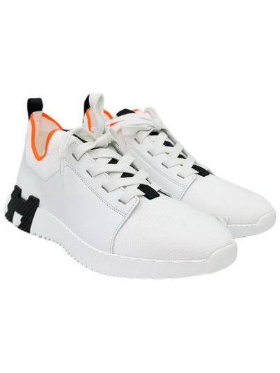 Depart Knit Calfskin Low Sneakers Blanc - HERMES - BALAAN 2